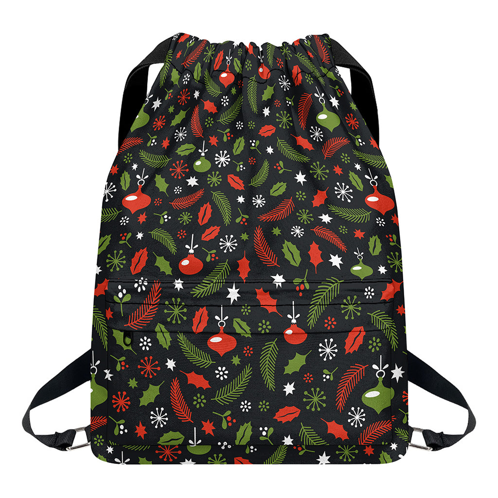 Christmas Decorations Pattern Print Drawstring Backpack