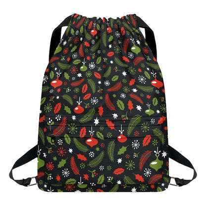 Christmas Decorations Pattern Print Drawstring Backpack