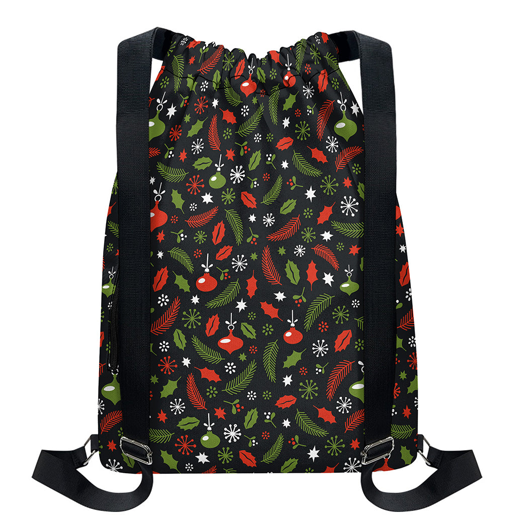 Christmas Decorations Pattern Print Drawstring Backpack