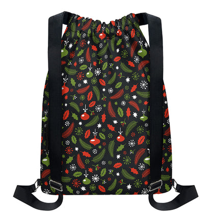 Christmas Decorations Pattern Print Drawstring Backpack