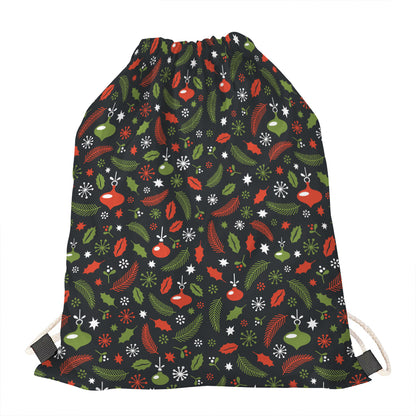 Christmas Decorations Pattern Print Drawstring Bag