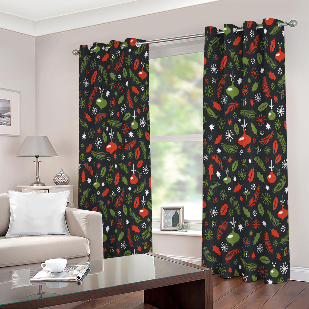 Christmas Decorations Pattern Print Extra Wide Grommet Curtains