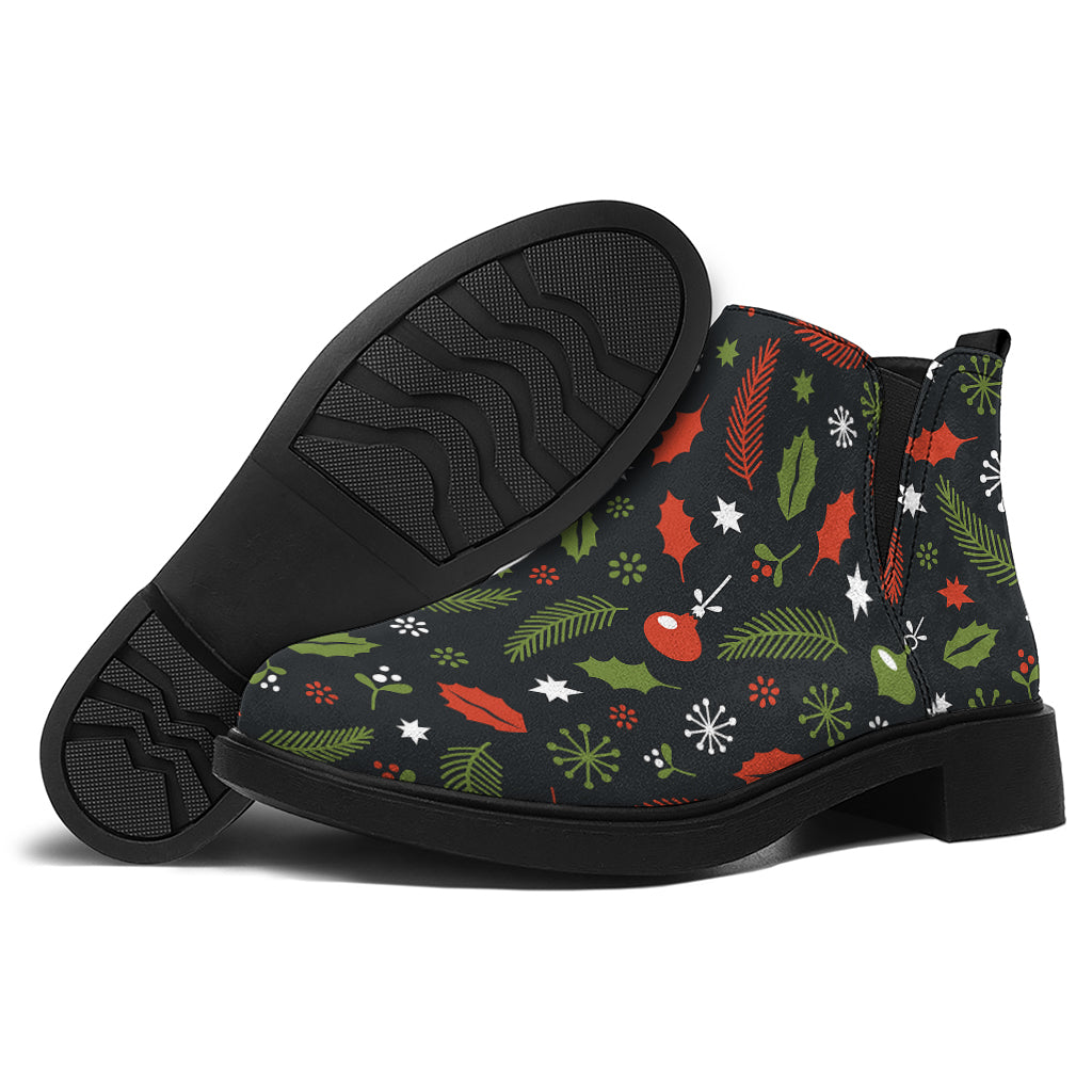 Christmas Decorations Pattern Print Flat Ankle Boots