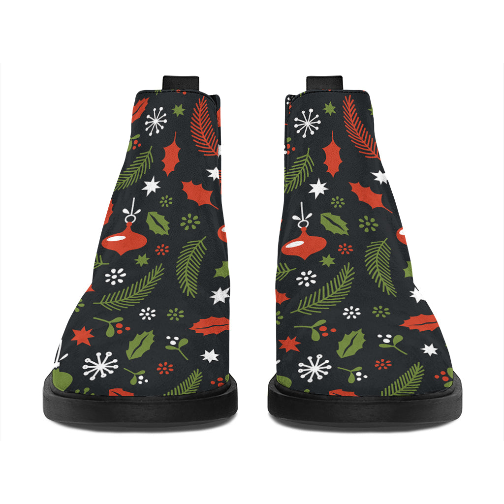 Christmas Decorations Pattern Print Flat Ankle Boots