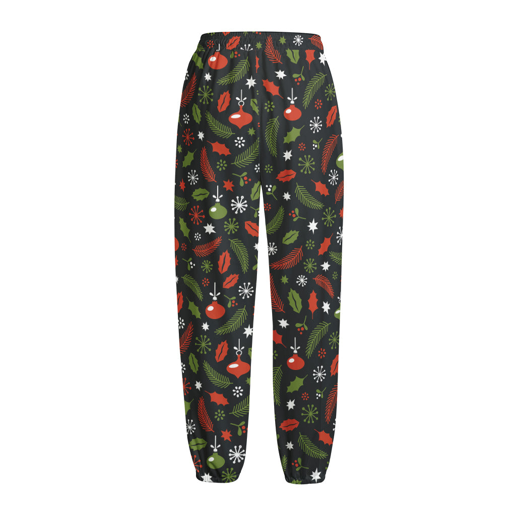 Christmas Decorations Pattern Print Fleece Lined Knit Pants