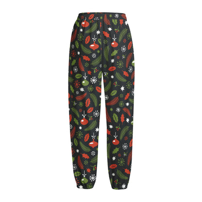 Christmas Decorations Pattern Print Fleece Lined Knit Pants