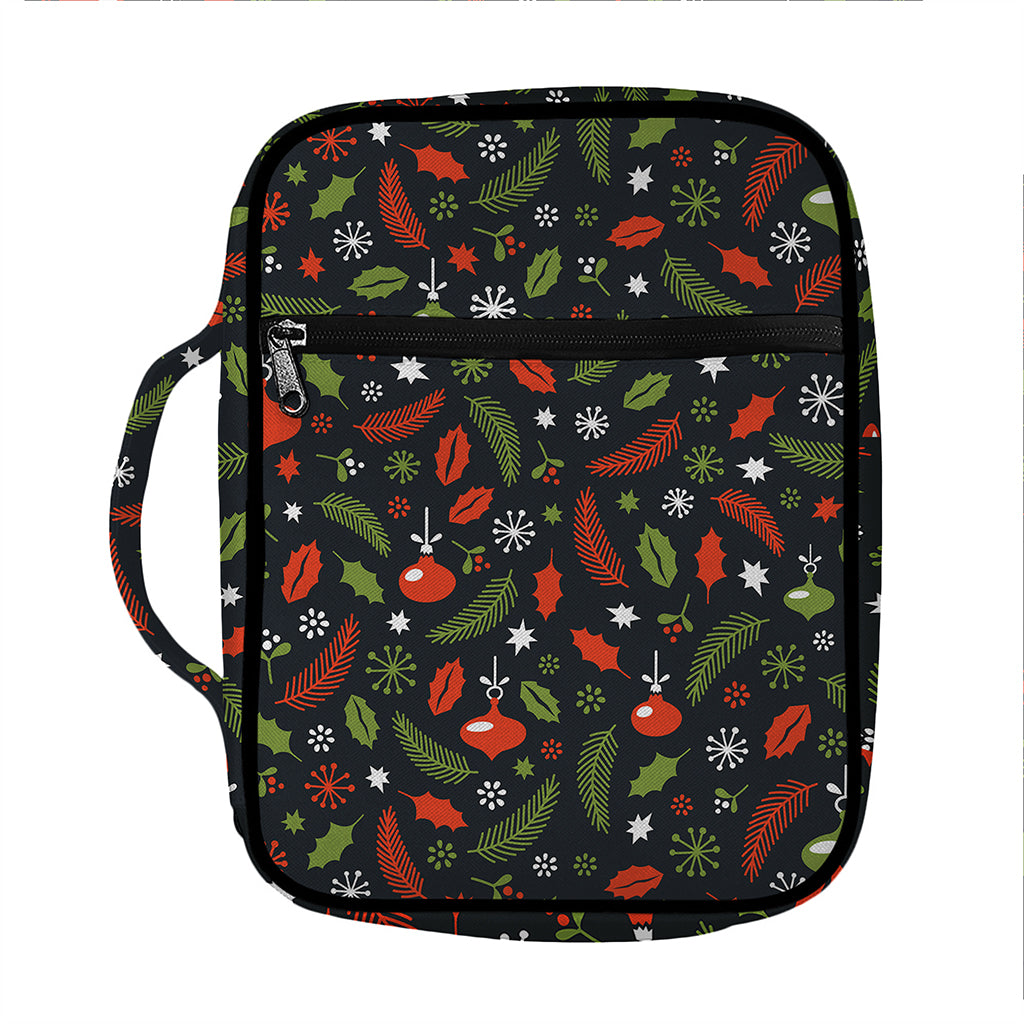Christmas Decorations Pattern Print Front Pocket Bible Bag