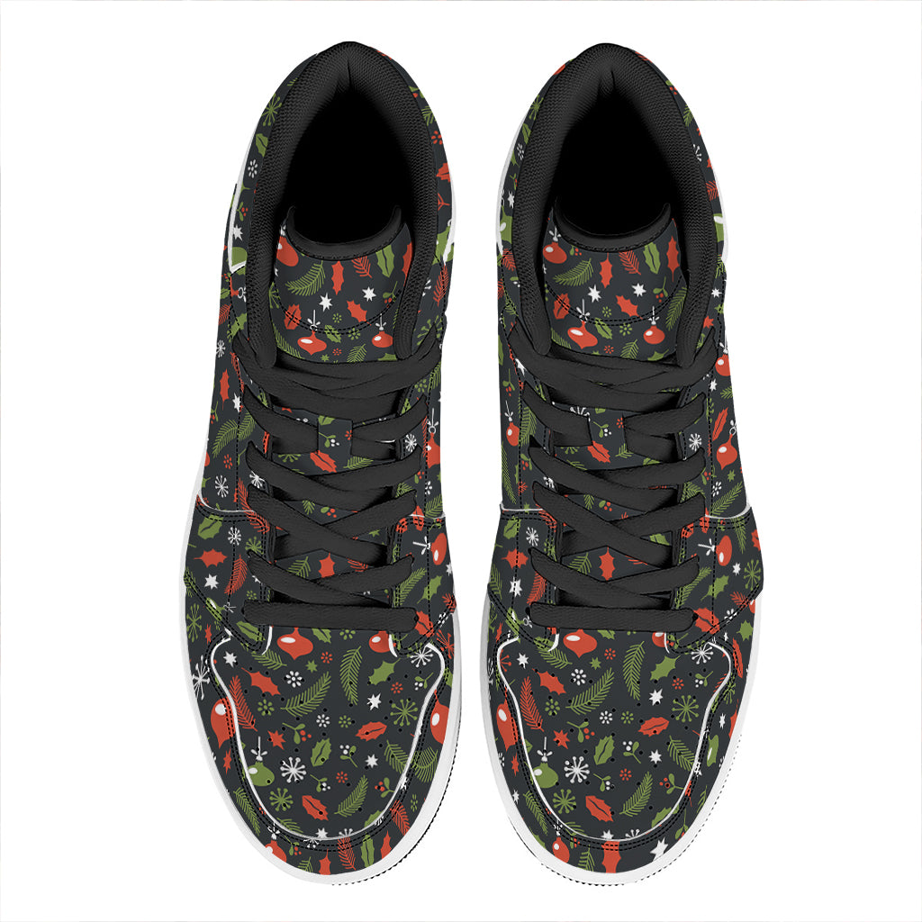 Christmas Decorations Pattern Print High Top Leather Sneakers