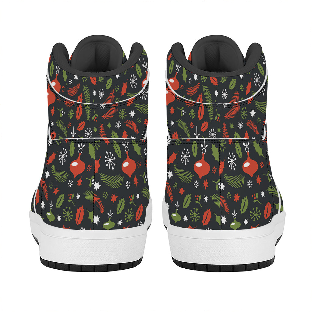 Christmas Decorations Pattern Print High Top Leather Sneakers