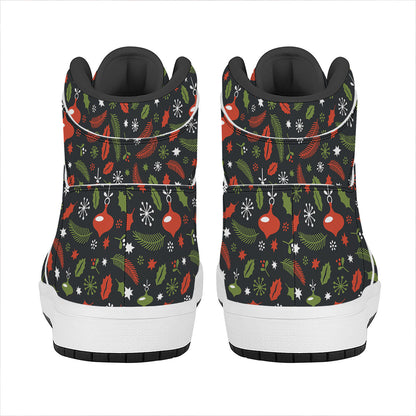 Christmas Decorations Pattern Print High Top Leather Sneakers