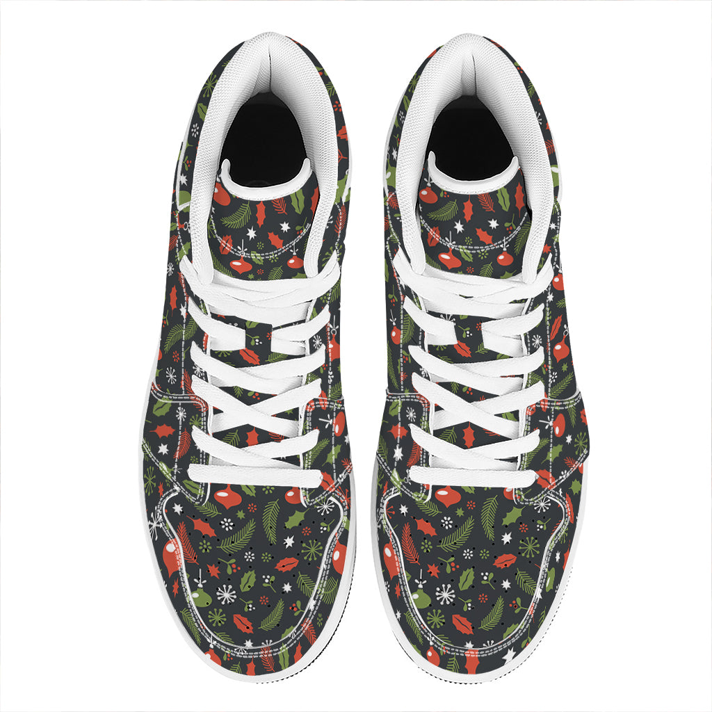 Christmas Decorations Pattern Print High Top Leather Sneakers