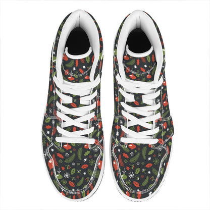 Christmas Decorations Pattern Print High Top Leather Sneakers