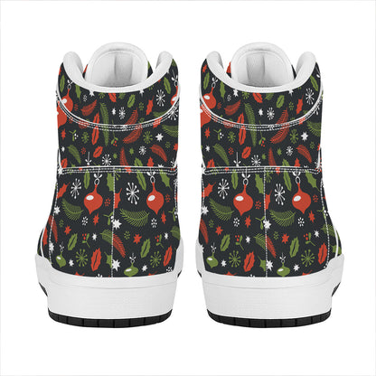 Christmas Decorations Pattern Print High Top Leather Sneakers