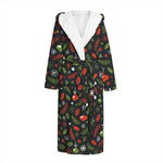 Christmas Decorations Pattern Print Hooded Bathrobe