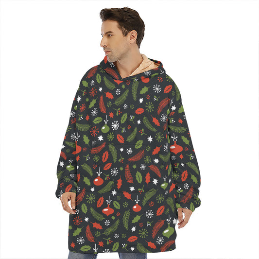 Christmas Decorations Pattern Print Hoodie Blanket
