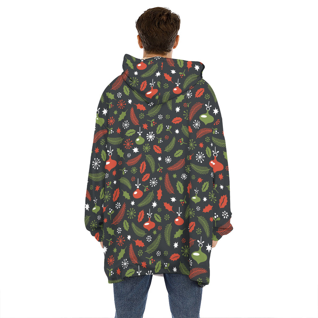 Christmas Decorations Pattern Print Hoodie Blanket