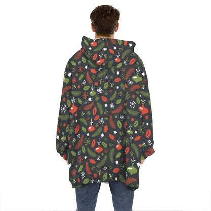 Christmas Decorations Pattern Print Hoodie Blanket