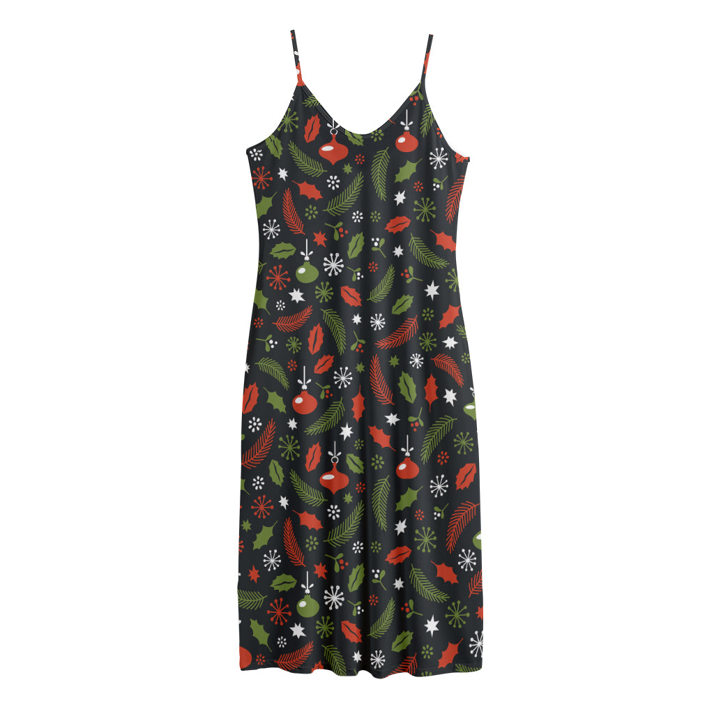 Christmas Decorations Pattern Print Jersey Midi Cami Dress