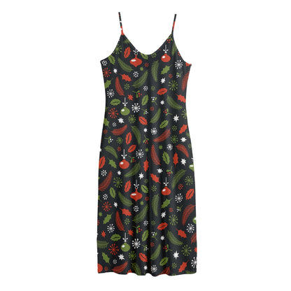 Christmas Decorations Pattern Print Jersey Midi Cami Dress