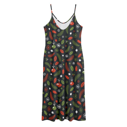 Christmas Decorations Pattern Print Jersey Midi Cami Dress