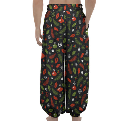Christmas Decorations Pattern Print Lantern Pants