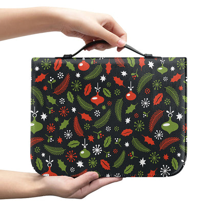 Christmas Decorations Pattern Print Leather Bible Cover