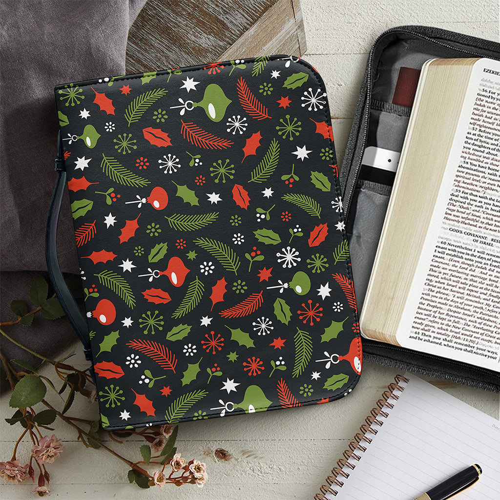 Christmas Decorations Pattern Print Leather Bible Cover