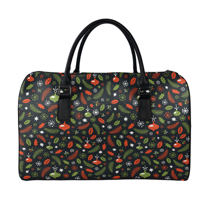 Christmas Decorations Pattern Print Leather Duffle Bag