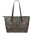 Christmas Decorations Pattern Print Leather Tote Bag With Zipper