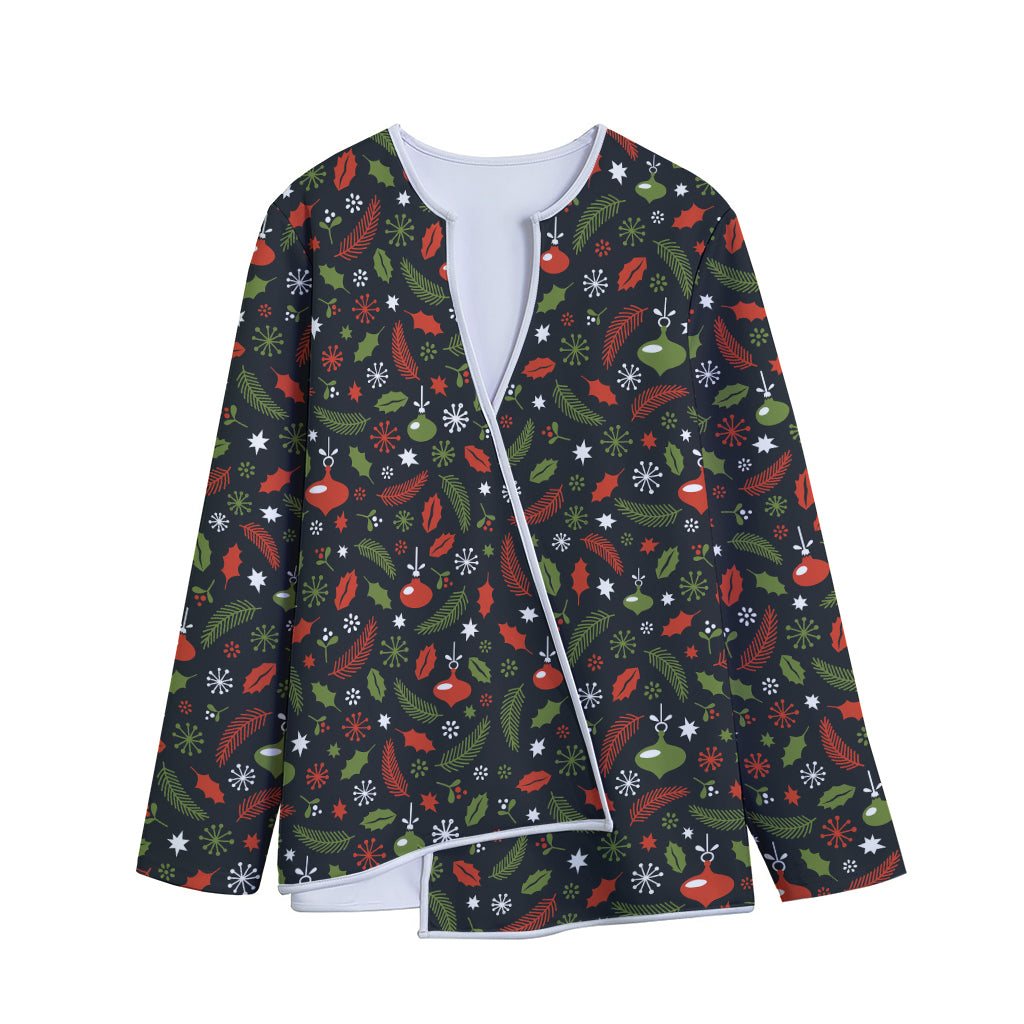 Christmas Decorations Pattern Print Long Sleeve Short Coat