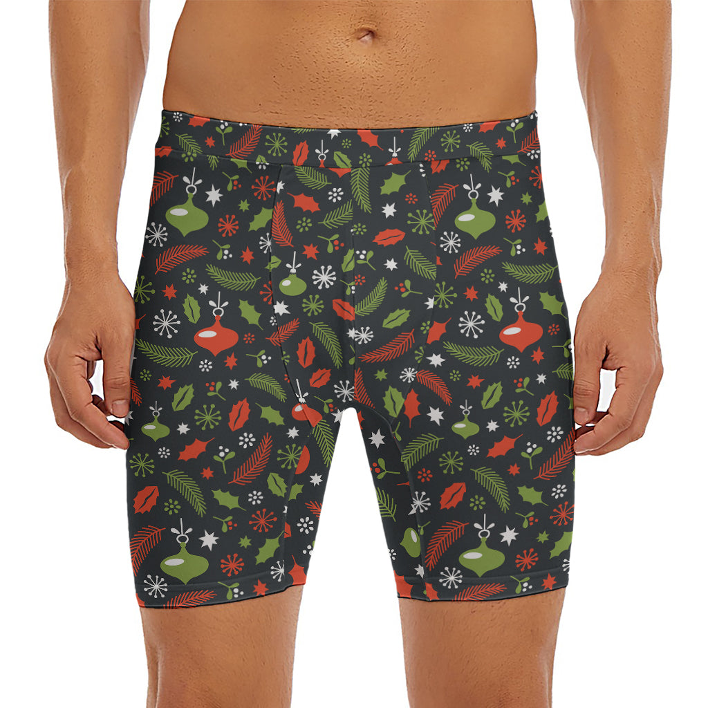 Christmas Decorations Pattern Print Men's Long Boxer Briefs