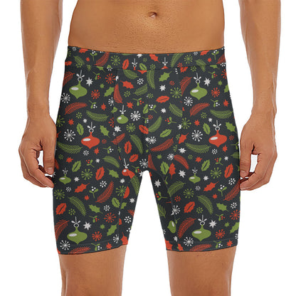 Christmas Decorations Pattern Print Men's Long Boxer Briefs