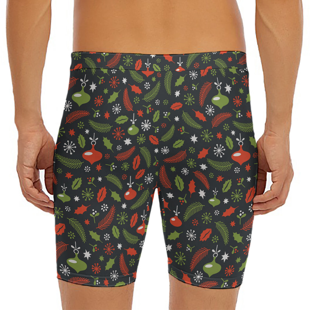 Christmas Decorations Pattern Print Men's Long Boxer Briefs