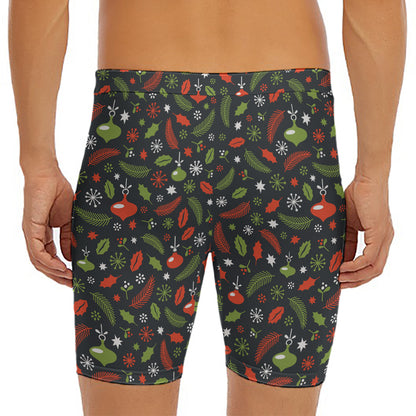 Christmas Decorations Pattern Print Men's Long Boxer Briefs