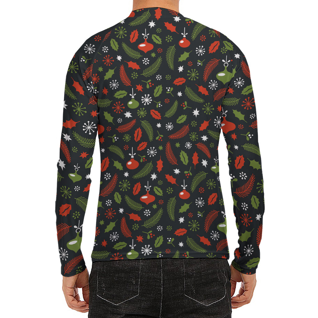 Christmas Decorations Pattern Print Men's Long Sleeve Rash Guard