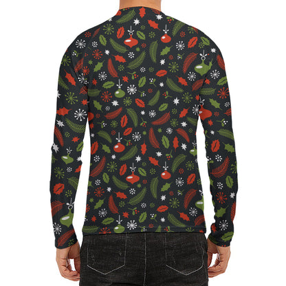 Christmas Decorations Pattern Print Men's Long Sleeve Rash Guard