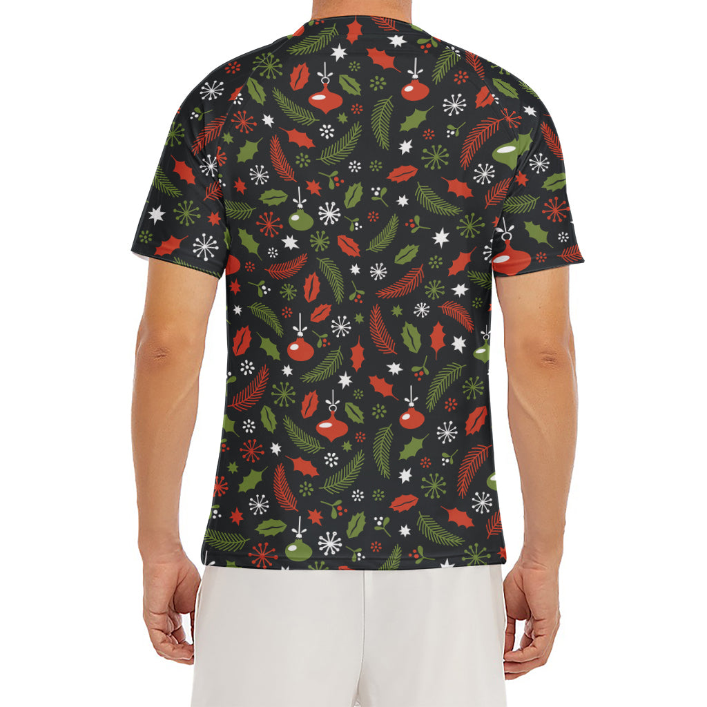 Christmas Decorations Pattern Print Men's Short Sleeve Rash Guard