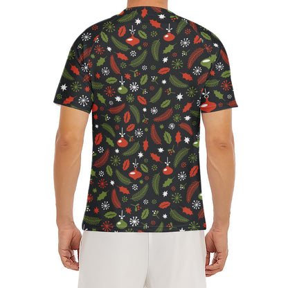 Christmas Decorations Pattern Print Men's Short Sleeve Rash Guard