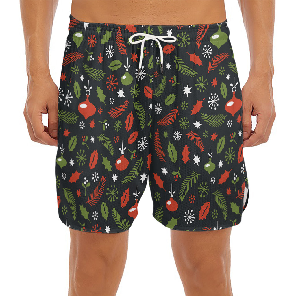 Christmas Decorations Pattern Print Men's Split Running Shorts