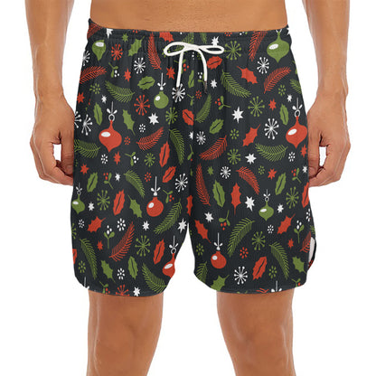 Christmas Decorations Pattern Print Men's Split Running Shorts