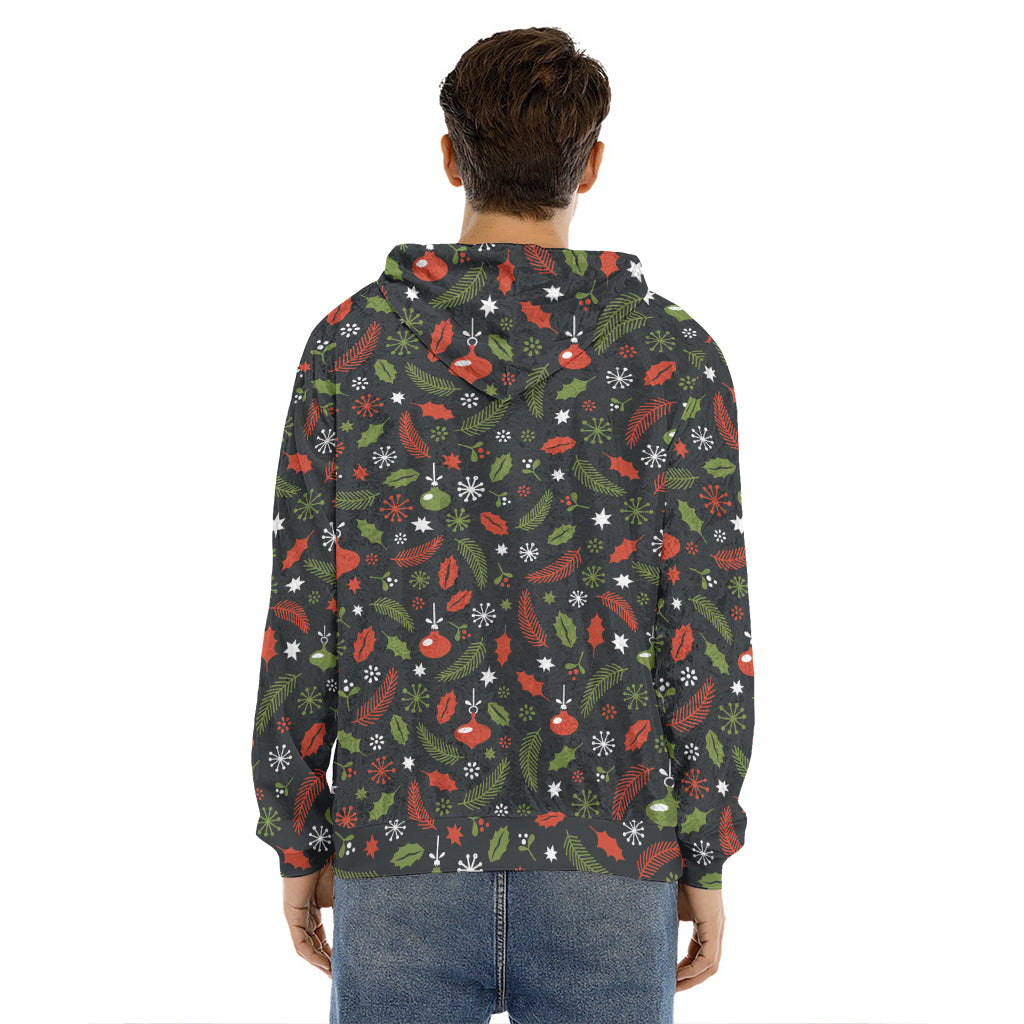 Christmas Decorations Pattern Print Men's Velvet Pullover Hoodie