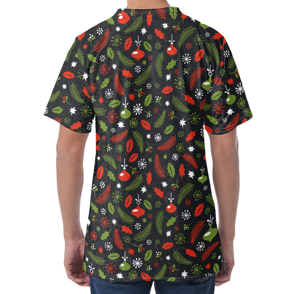 Christmas Decorations Pattern Print Men's Velvet T-Shirt