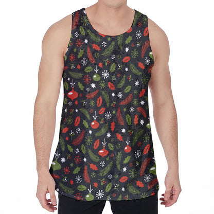 Christmas Decorations Pattern Print Men's Velvet Tank Top