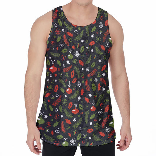 Christmas Decorations Pattern Print Men's Velvet Tank Top