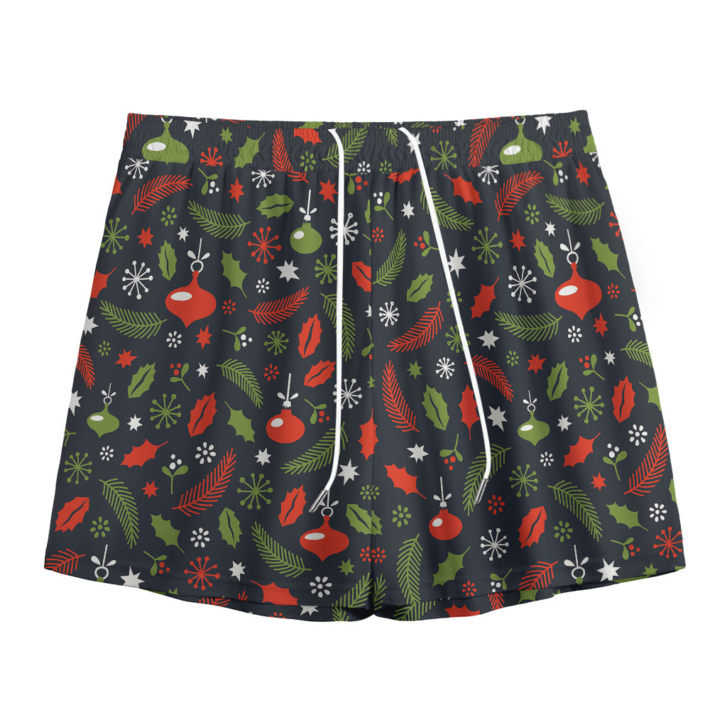 Christmas Decorations Pattern Print Mesh Shorts