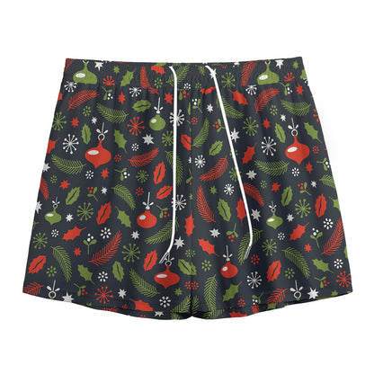 Christmas Decorations Pattern Print Mesh Shorts
