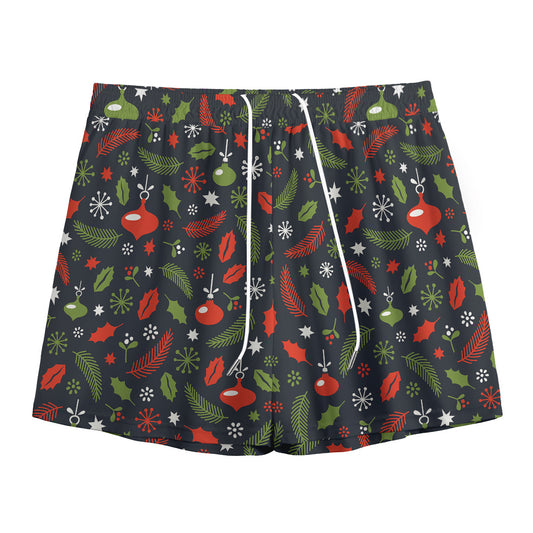 Christmas Decorations Pattern Print Mesh Shorts
