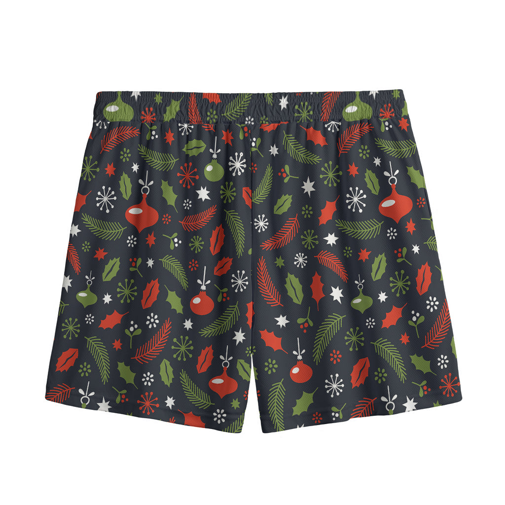 Christmas Decorations Pattern Print Mesh Shorts