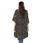Christmas Decorations Pattern Print Open Front Beach Cover Up