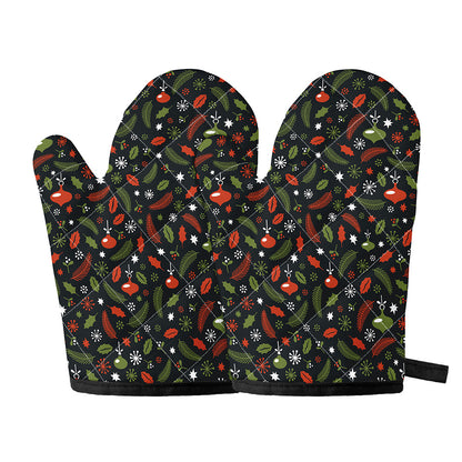 Christmas Decorations Pattern Print Oven Mitts